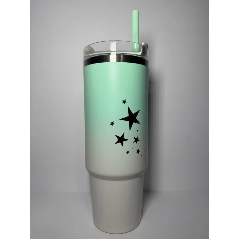Stanley X Starbucks Thailand MINT GREEN AND GOLD STARS 30oz Tumbler BNWT RARE!